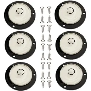6Pcs Circular Bubble Level with Screws Mounted, Domed Shape Multi-Directional Round Bubble Spirit Levels Measuring Tools