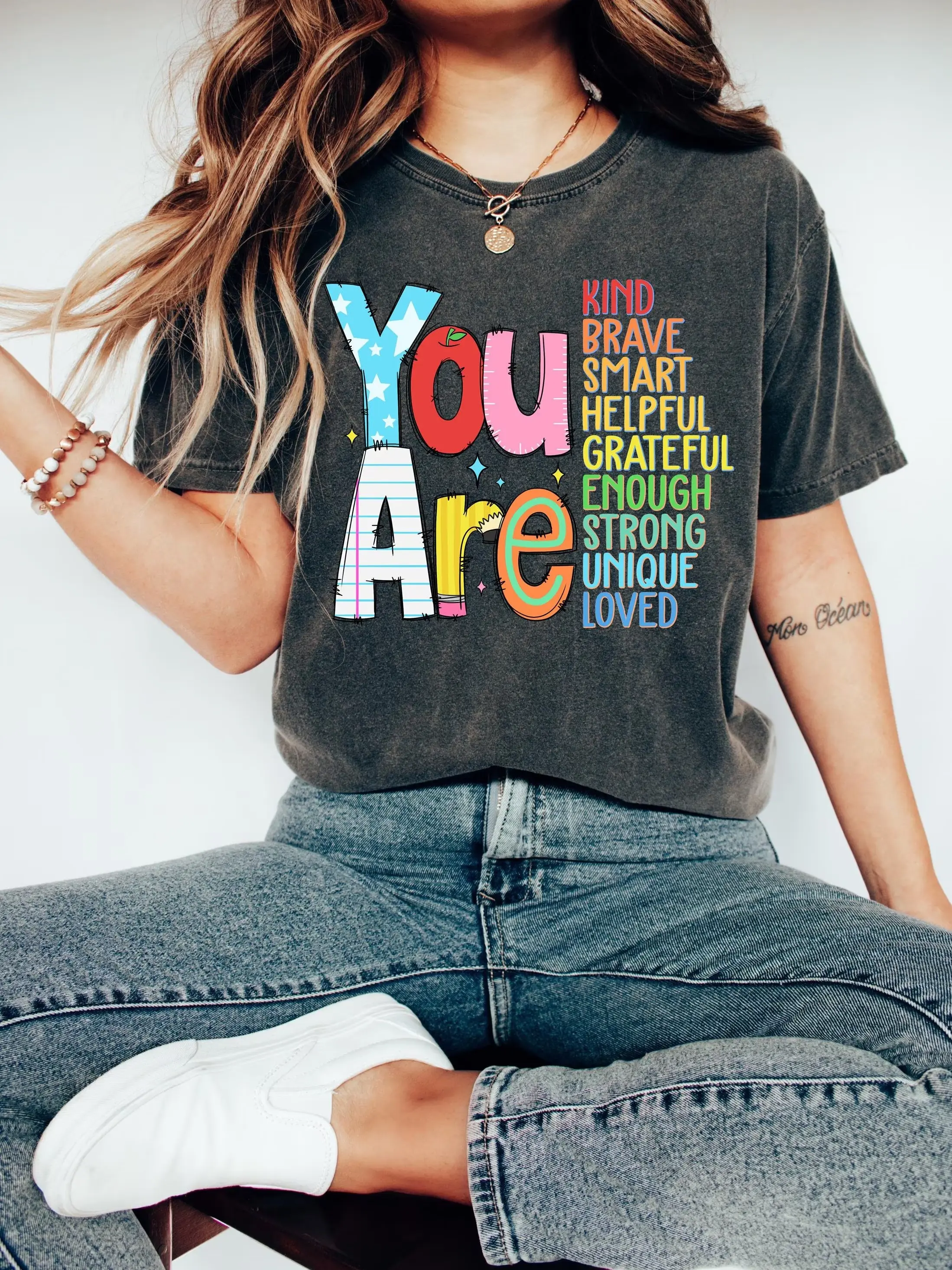 Comfort Colors Women's Retro "Kind" Graphic T-Shirt - 100% Cotton, Short-Sleeve, Breathable, Fit Casual Teacher Top