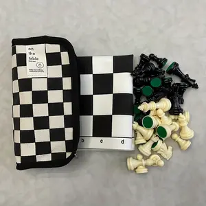 Portable Foldable Chess Board, Durable PP Material, Full Set of 32 Pieces, Includes Storage Bag, Travel Use, Outdoor Games, Gift