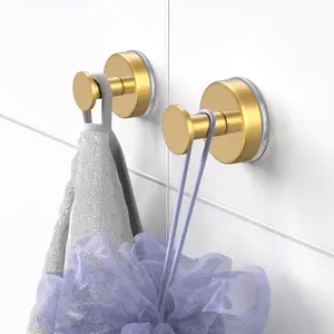 Decerk 2 Pcs Suction Cup Hooks for Shower, Bathroom, Kitchen, Glass Door, Mirror, Tile – Loofah, Towel, Coat, Bath Robe for Hanging up to 15 lbs for Christmas– Polished Matte Chrome, Gold, Black, Silver