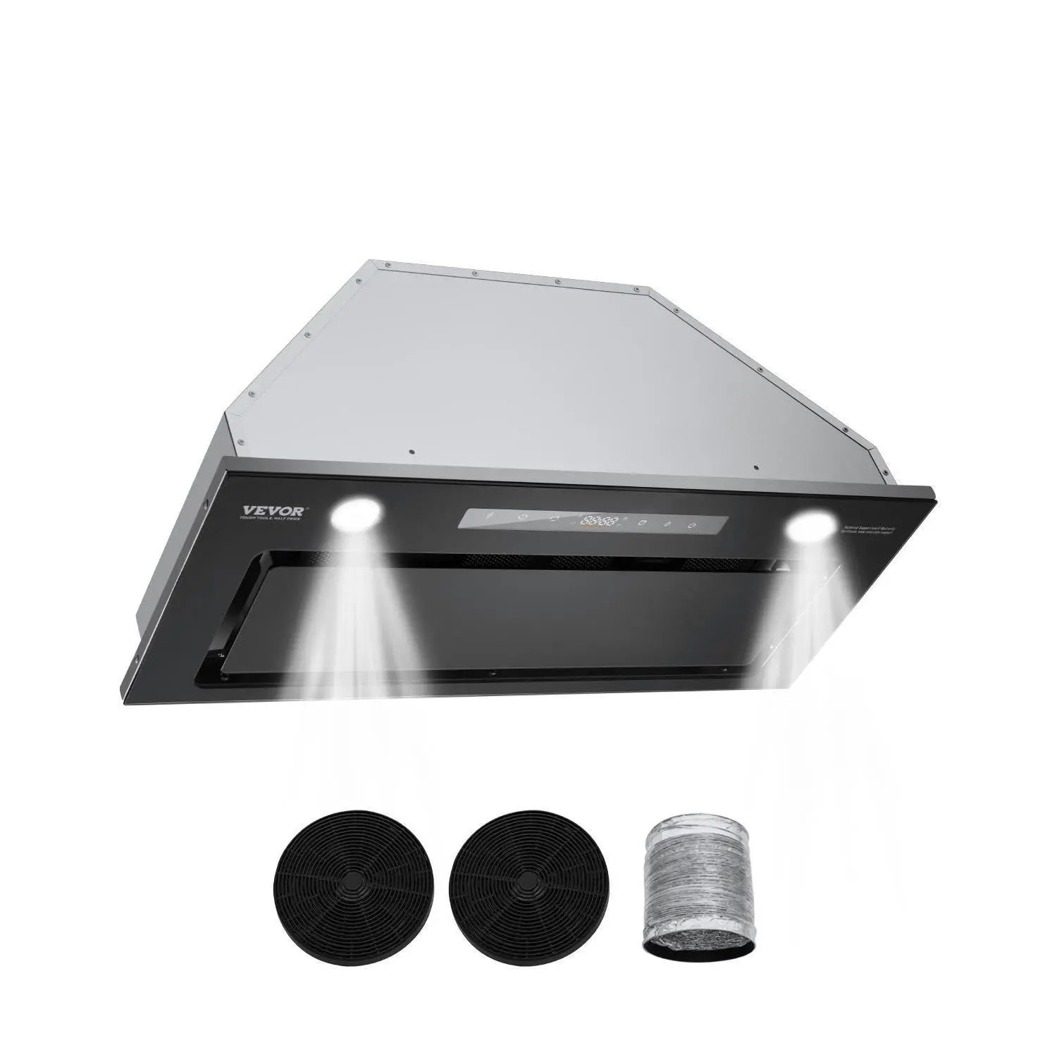 【summerfinds】VEVOR Range Hood Insert, 30 Inch Built-in Kitchen Vent Hood, 800CFM Stainless Steel Stove Hood, with Gesture & Touch Control, LED Light, Baffle Filters, 4-Speed Exhaust Fan, Ducted/Ductless Convertible