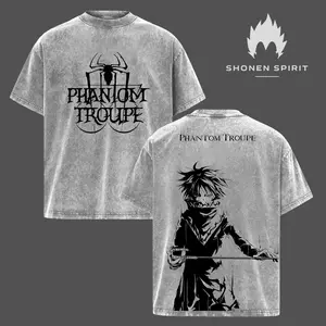 Feitan Phantom Troupe Hunter x Hunter Vintage Washed Oversized T-Shirt, Anime Double Printed Heavy Cotton Streetwear Graphic Tee for Anime Fans