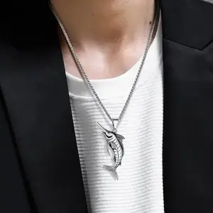 Fish pendant, animal necklace, jewelry, suitable for both men and women, stainless steel Punk necklace