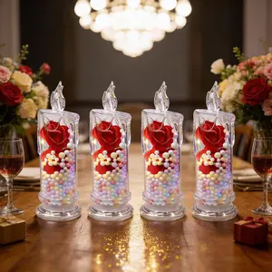 4-Pack Romantic Rose LED Candle Lights - A beautiful decoration for Valentine's Day proposals, creating a warm ambiance for dinners, birthdays, camping, and bar tables - A popular gift for her