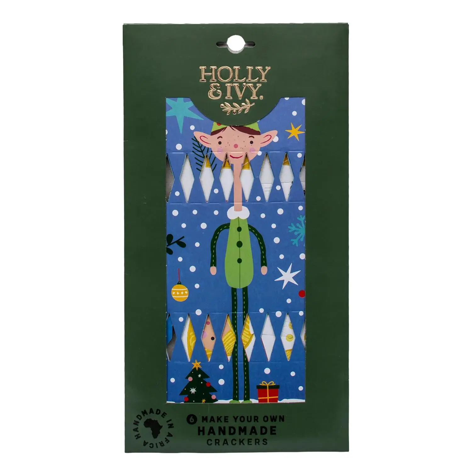 Multicolor 12in Cardboard Holly & Ivy Unisex Customizable DIY Christmas Character Festive Crackers Kit - Snap Button Kit, Makes 6, Boxed All Seasons Adult Family Activity Supplies (Home, Party Bags & Gifts)