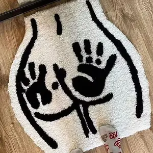 Ass with Fingerprint Carpet Soft Tufted Rug for Bathroom Non-slip Absorb Water Plush Handmade floormat Bedroom Kitchen Toilet Carpet Soft Absorbent Mat Bathroom Rugs Non Slip Mats