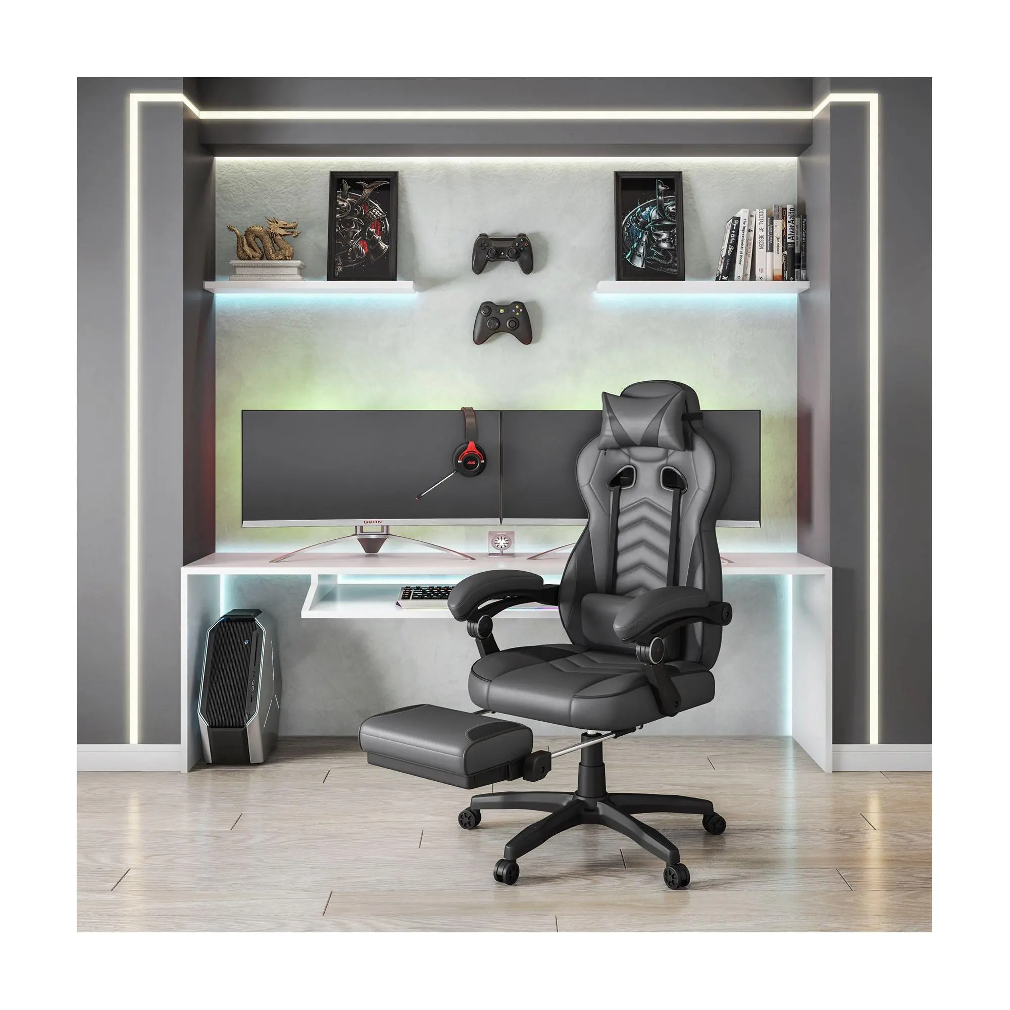 Techni Mobili Executive Reclining Gaming Chair W/Footrest