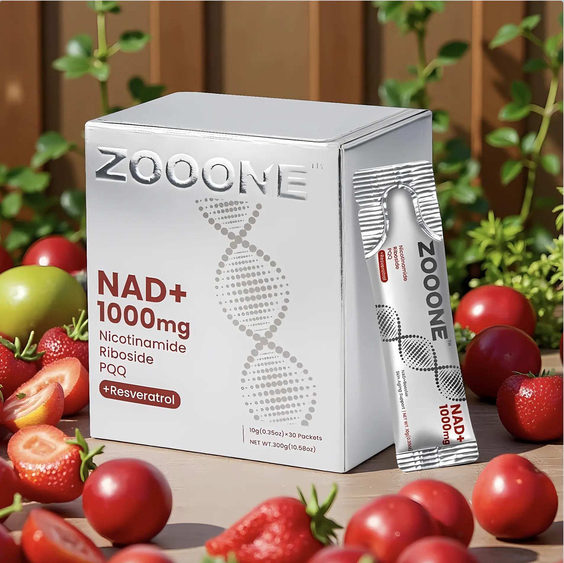 [Save More] ZOOONE NAD+ Berry Flavor Drink Mix 1000mg for Skin Aging Energy & Focus Support 30 Pack US Healthcare Beverage with Resveratrol CoQ10 D-Ribose PQQ-Z3