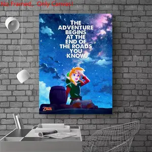 1 piece/set frameless canvas painting print poster, Game Poster art，Gaming Zelda and Link，a perfect gift for Video games loves, ideal gift for bedroom, living room, dorm hallway, kitchen, mural, wall decoration, room decor
