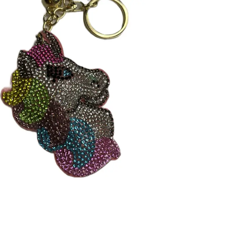 Rhinestone Unicorn Keychain with Rainbow Tassel, Gold-Tone Key Ring, Fashion Accessory for Kids, Choking Hazard - Small Parts, Sparkly, Kids/Adults, Rainbow Hues