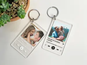 Personalized Photo Keychain | Custom Song Plaque Keychain | Music Acrylic Plaque