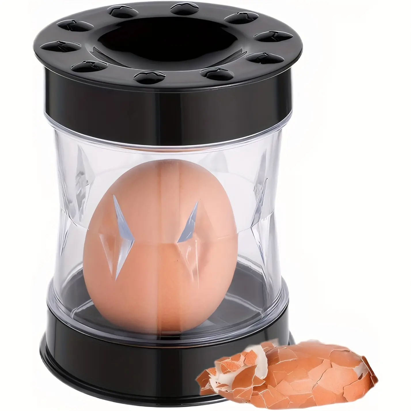 Egg Shell Opener, Manual Egg Cracker Tool, Kitchen Egg Peeler Separator with Clear Container for Easy Eggshell Removing and Cooking Prep