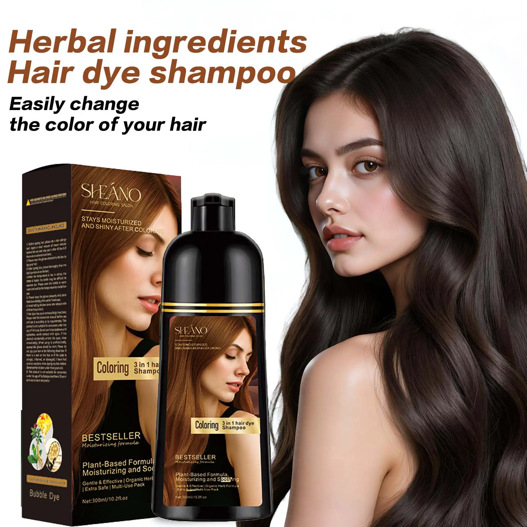3 in 1 Instant Hair Dye Shampoo, Hair Color for Grey Coverage, Herbal Ingredients, Natural Tinte, Ammonia-Free, Long lasting,Haircare tiktokshopspringglowup cherry red
