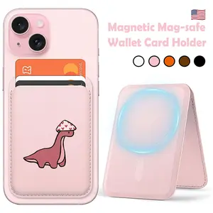 Dinosaur Mushroom Heads  Mag Safe Wallet with Stand Magnetic Wallet for iPhone Leather Magsafe Card Holder Compatible with iPhone 16/15/14/13/12 series and MagSafe cases, 1 Slot Fit 3 Cards