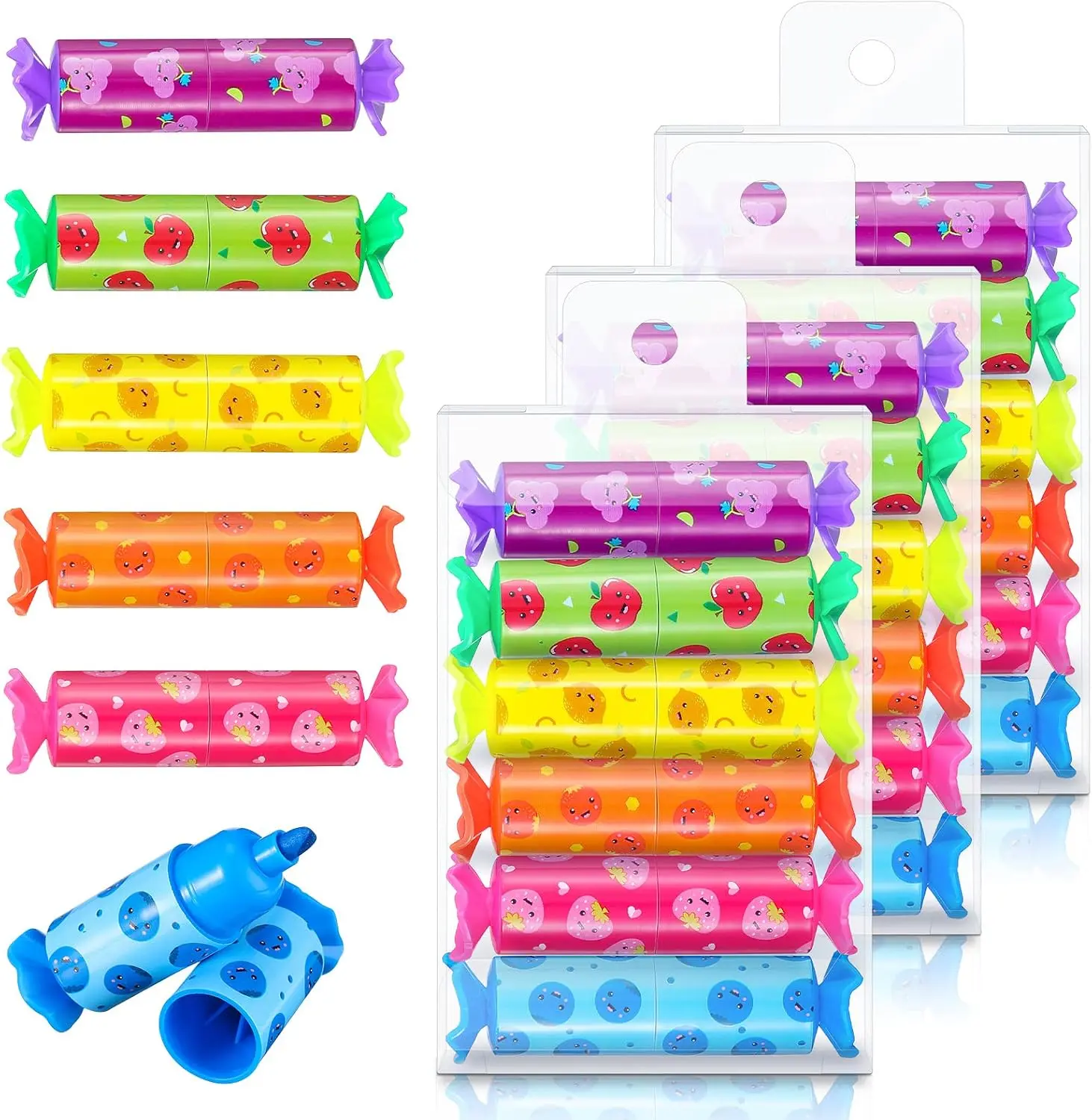 24 Pcs Back to School Mini Cute Highlighter Candy Highlighter | 6 Color, Marker for Student,  Candy Party Favor Birthday, Drawing Poster Diary Card, Classroom Supplies