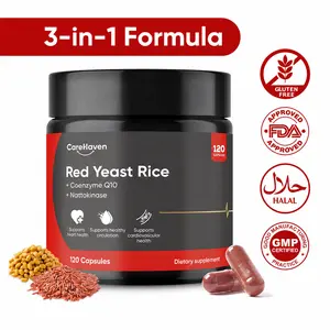 CareHaven Red Yeast Rice 1000mg Edible Capsules with Nattokinase & CoQ10 Vitamins - 120 Citrinin-Free, Healthcare Herbal Supplement for Adult Cholesterol & Heart Health Support Father's Day Gift SummerVibes