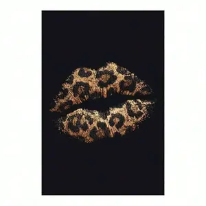 1Pc  Ready To Hang, Leopard Print Lips Canvas Wall Art, Prints For Living Room, Bedroom, Office, Modern Home Decoration Wall Decor, Art Poster Apartment Room Decor Aesthetic, Print Suitable For Fashion Art Lovers, Chic Style