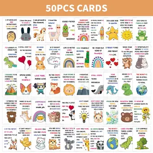Inspirational Affirmation Cards - 50pcs with Positive Messages - Matte Finish, Colorful Motivational Quotes & Whimsical Illustrations for Birthdays, Halloween, Christmas, Employee Appreciation, Co-Worker Gifts - Encouragement Tools | Positive Quotes | Mat