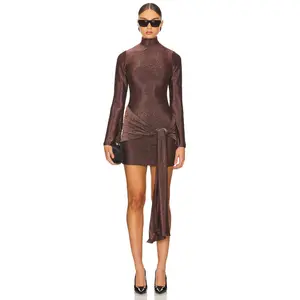 Bardot Seraphina Tie Front Dress in Bronze