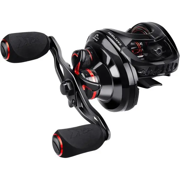 MegaJaws Elite Baitcasting Fishing Reel, New AutoMag Dual Braking System, Only 6.7oz, 17.64 LBs Carbon Fiber Drag, 11+1 Shielded BB, High Speed 5.4:1 to 9.1:1 Gear Ratios