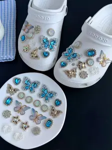20 Hole Shoe Accessories Butterfly Gem Rose Chain Decor, Creative Shoes DIY Gift Choice, Perfect for Shoe Decoration Bling Shoe Charms Shoe Charms Set