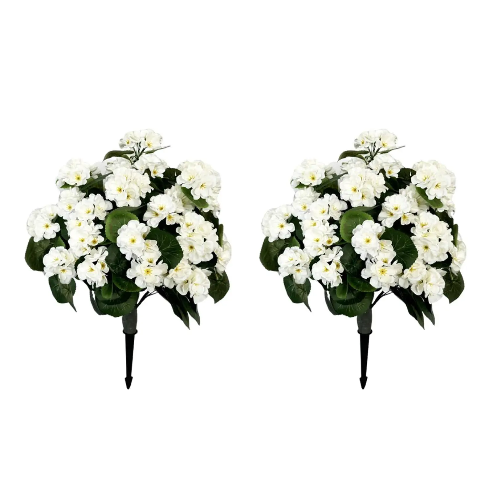 Garvee Silky Artificial Begonia Topiary Ball Trees (2-Pack), 23" Lifelike Fake Bushes with Planting Stakes, UV Resistant Faux Shrubs for Indoor Outdoor Home Decor, White