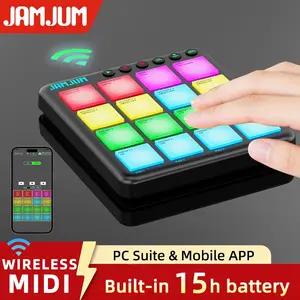 JAMJUM JP-Mini Midi Drum Pad with RGB Backlight, Pocket Size Rechargeable Controller Pad, Percussion Instrument, APP Compatible, Ideal for Beginners