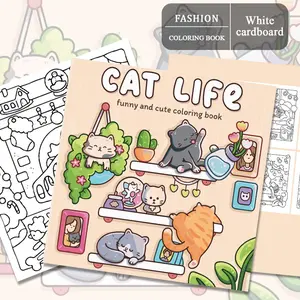 1pc Cute Cat Life Creative Adult Coloring Book, high-quality coloring paper full of detailed cat scenes, artistic creation and collection, suitable for cat lovers to use for leisure, relaxation and stress relief, and a Christmas gift, Durable Drawing Pad