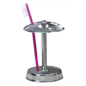 212 MAIN Elegant Silver Bathroom Toothbrush Holder with Dispenser - Natural Stone Marble, Shiny Rattan Bathroom Storage Solution