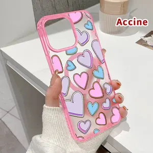 Magnetic Phone Case for iPhone 16 Pro Max 15 Plus 14 13 12 11 XS E XR Hearts in Harmony Pattern Supports Wireless Charging Shockproof Clear Slim Protective Softcase Transparent Cover