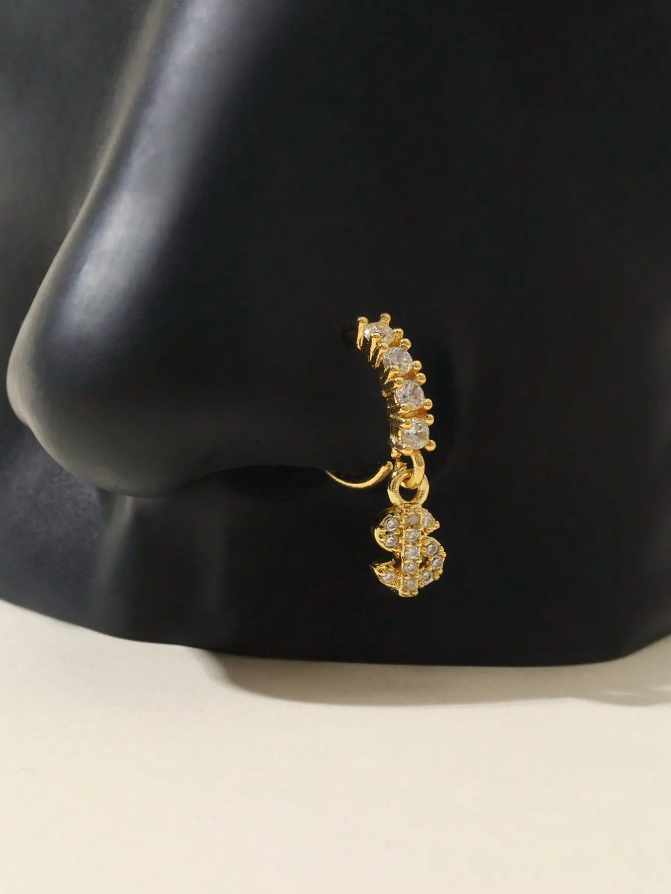 Long Fringe Spiral Nose Ring, Copper Oxidized Zirconia, Unisex Punk Body Jewelry Gift, Fashion Ear Piercing Accessory, Western Jewelry, Nosepiercings