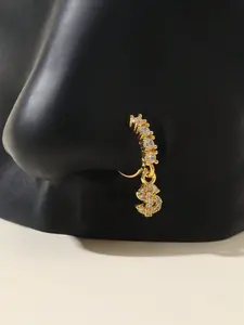 Long Fringe Spiral Nose Ring, Copper Oxidized Zirconia, Unisex Punk Body Jewelry Gift, Fashion Ear Piercing Accessory, Western Jewelry