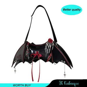 Kabaqoo Official Love and Deep Space Qin Che Ita Bag Red Compact Crossbody Shoulder Bag with Clear Display Panel for Women Halloween Devil Wings Cosplay Bag Game Collab Edition