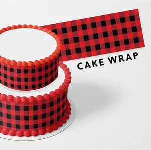 Red Paisley Bandana Deco Edible Icing Image Cake Border Strips Decoration Frosting Sheet Strips Set Ornaments