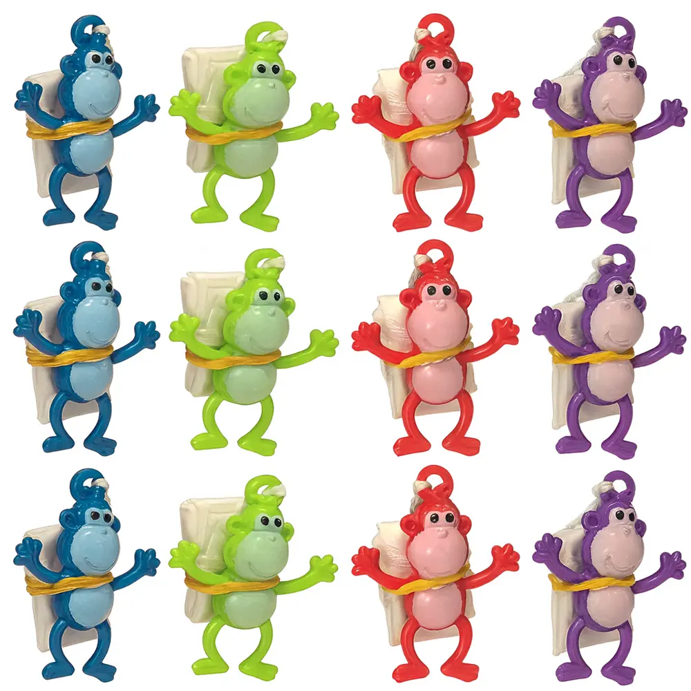 Mini Monkey Paratroopers with Parachutes, Pack of 12, Vinyl Parachute Toys in Assorted Colors, Durable Plastic Guys Playset, Fun Zoo Animal Themed Party Favors for Boys and Girls, Animal Figure Animals, Cartoon Monkey Figure Animals