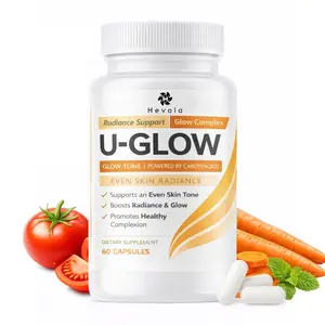 U-GLOW Daily Glow Formula - 60 Vegan Capsules for Radiant Skin - Contains Beta-Carotene, Vitamin E, Astaxanthin & Lycopene - Supports Even Tone & Vibrance