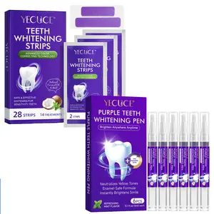 Teeth Whitening Kit, Teeth Brightening Strips & Pen, Refreshing Mint Flavor, Neutralize Tones, On-The-Go Use,Teeth Brightening Strips, 28pcs/box and PURPLE TEETH WHITENING PEN,Brightens Smile,Neutralizes Yellow Tones,REFRESHING MINT FLAVOR,6pcs 0.1 fl oz