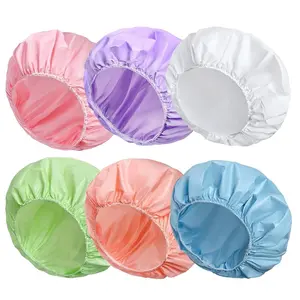 6 PCS Reusable Waterproof Shower Caps for Women | Double Layer EVA Bath Hair Caps with Elastic Band | Candy Color Shower Caps for Bath, Spa & Makeup