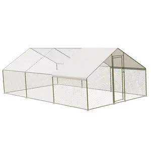 Large Walk-In Metal Chicken Coop with Waterproof & UV-Resistant Canopy, Heavy-Duty Outdoor Poultry Cage Hen House for Backyard & Farm, Ideal for Chickens, Ducks, Rabbits Large Walk-In Metal Chicken Coop