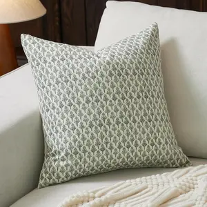 2PCS Floral Pillow Covers 18x18 Pillow Cover Block Print Couch Pillows for Living Room Artistic Decorative Neutral Accent Throw Pillow Covers