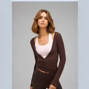Womens Ballet Wrap Top Long Sleeve Tie Front Workout Cover Up Pilates Yoga Tops Fairy Coquette Shirt Going Out