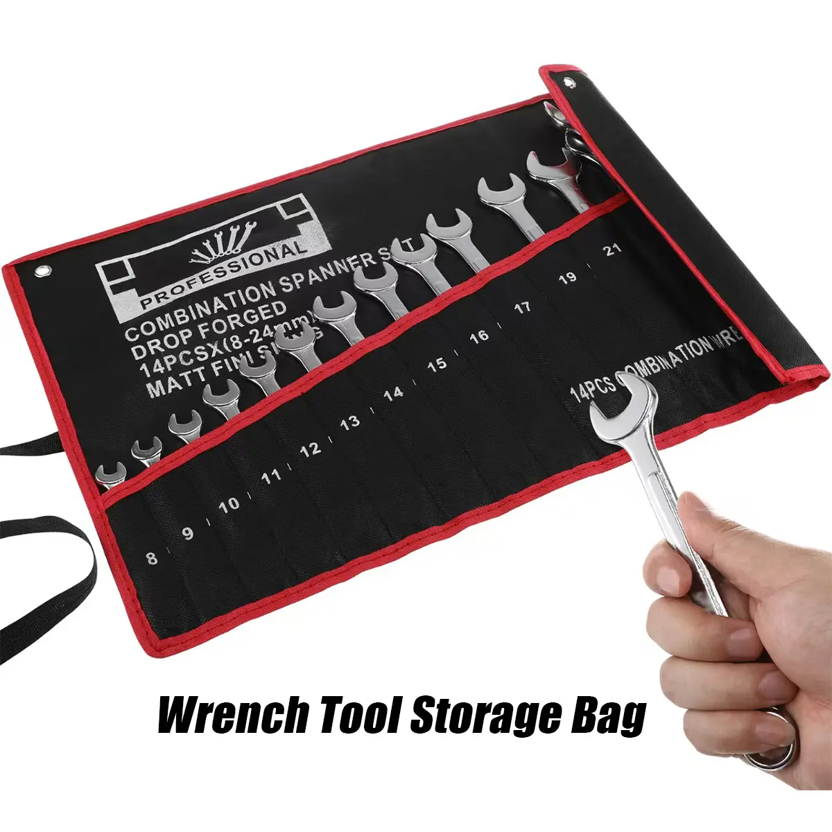 14-Pocket Durable Multi-Purpose Tool Organizer Bag - Waterproof Roll-Up Wrench Pouch with Tool Storage, Hanging Holder for Spanners, Pliers, Ideal for Father’s Day, Boyfriends, Dads, Birthdays
