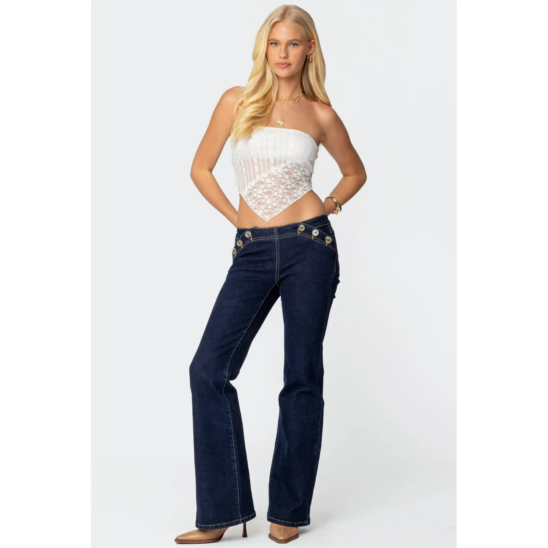 Sheer Lace Handkerchief Top