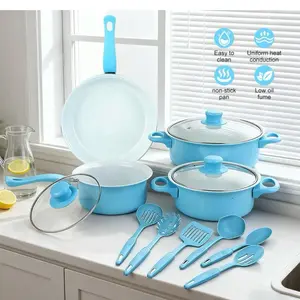 Nonstick Kitchen Induction Cookware Set with Maifan Stone Pot and Utensils