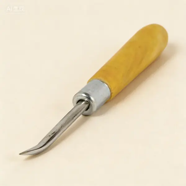 Curved Burnisher Hand Tool, 6.25 in Stainless Steel with Polished Wooden Grip, Professional Reusable for Jewelry Metal Polishing, Crafting
