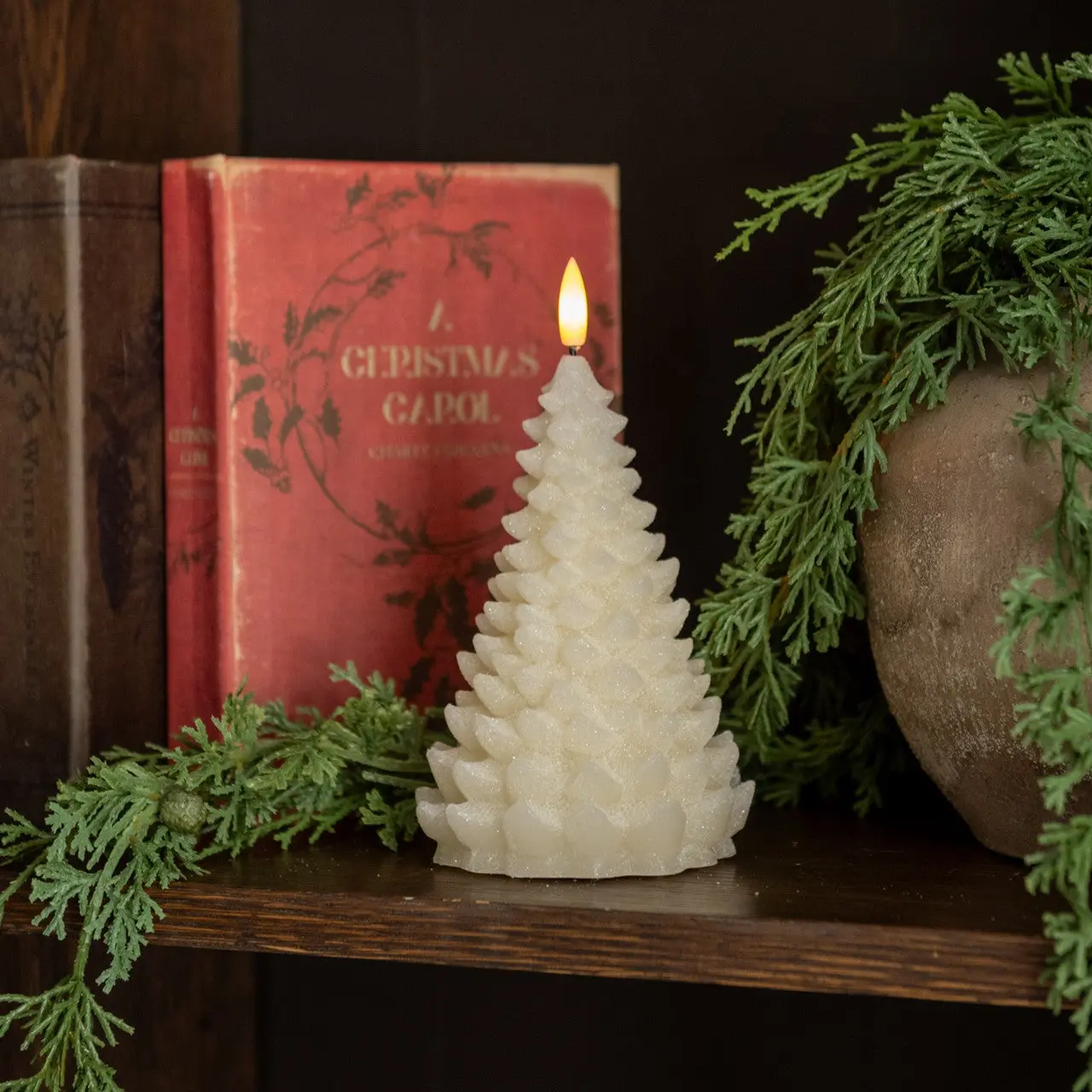 7" Cream Shimmer Flameless Balsam Tree Candle – 7"x4" 3D Flame with 6-Hour Timer | Heartland Store MN