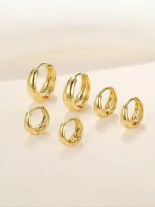 3 Pairs Silver Color Earrings Set, Fashionable Casual Design for All Seasons, Unique Large & Small Arrangement Style