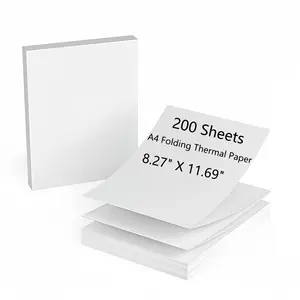 iDPRT A4 Folding Thermal Printer Paper 8.27 *11.69 Inch,200 Sheets A4 Size Thermal Paper,Quick-Dry Fan-Folded Thermal Paper Compatible with iDPRT and HPRT Printer Office Stationery Continuous Feeding Inkless Serrated Edge
