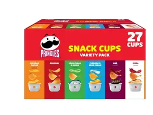Pringles Potato Crisps Chips, Lunch Snacks, Snack Cups, Variety Pack, 19.5oz Box (27 Cups)