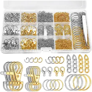 BESARME 1130PCS Keychain Making Kit Jump Rings for Jewelry DIY Key chain Supplies with Keyrings Bulk, Metal Lobster Claw Clasp, Swivel Snap Hook, Extender Chain for Crafts Accessories（Gold and Silver）